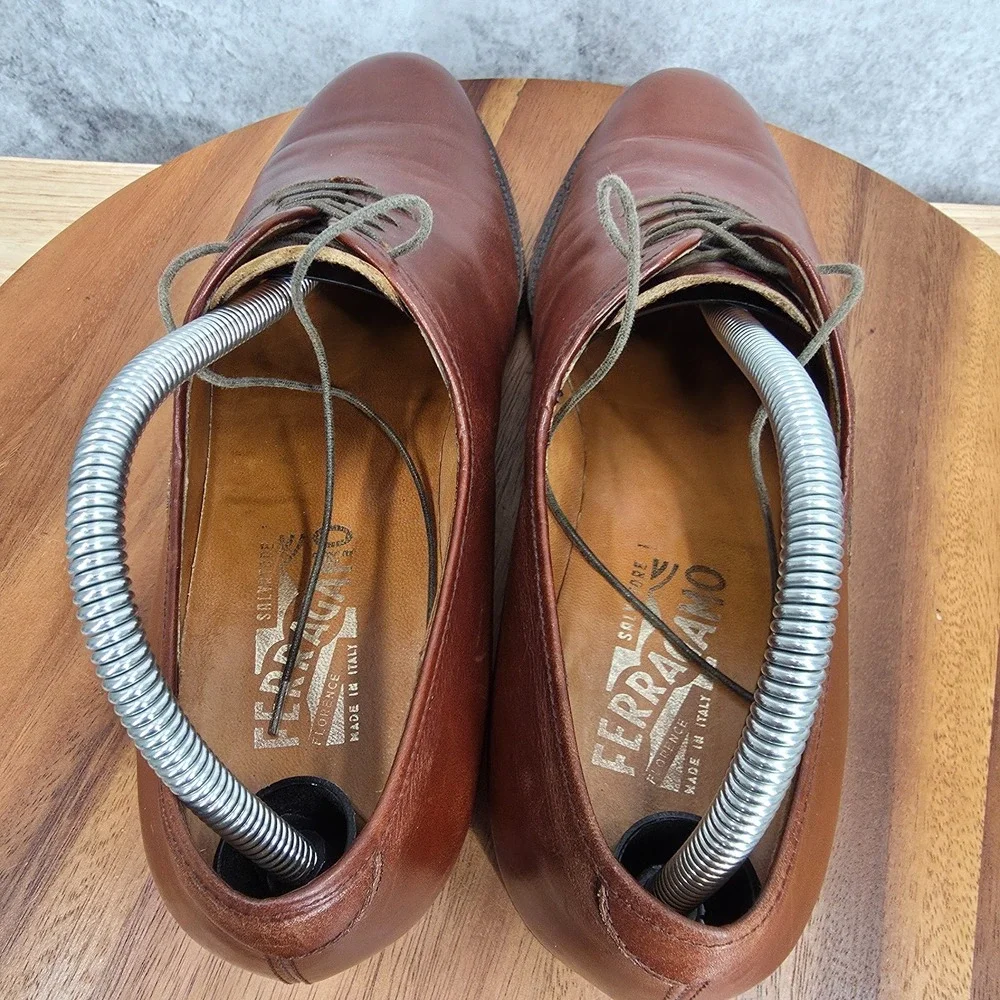 Salvatore Ferragamo Oxford Shoes Mens‎ 8.5 Brown Leather Italy Derby $1490